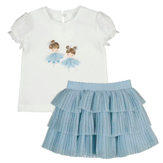 Mayoral - Baby Girls Sky Ballerina Top & Tulle Skirt Set