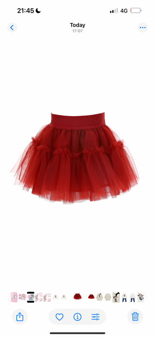 Monnalisa - Minnie Mouse Cream & Red Three Piece Tulle Skirt Set
