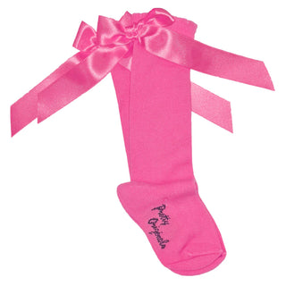 Pretty Originals - Fuchsia Knee High Bow Socks