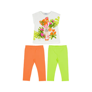 Mayoral - Orange & Kiwi Three Piece Legging Set