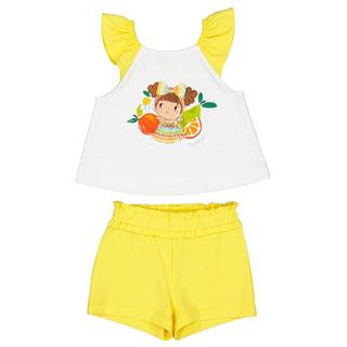 Mayoral - Baby Girls Fruit Print Short Set Yellow