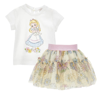 Monnalisa - Alice In Wonderland Bebe Tulle Skirt Set Lemon