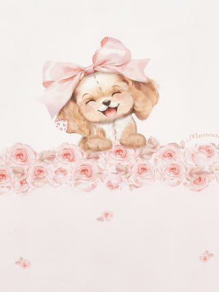 Monnalisa - Girls Pink Puppy Baby Grow & Blanket Set