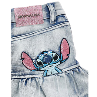 Monnalisa - Girls Stitch Denim Skirt & Jumper Set