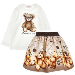 Monnalisa - Girls Teddy Bear Skirt Set