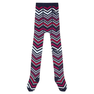 A Dee Chevron Charm girls chevron print tights in navy, burgundy, red, ivory and lilac