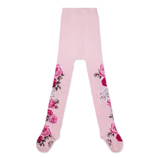 A Dee Winter Bloom girls blush pink tights with floral rose design
