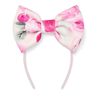 A Dee Winter Bloom girls pink rose print oversized bow headband