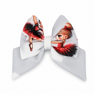 Daga Mini Prima grey girls hair bow with ballerina print