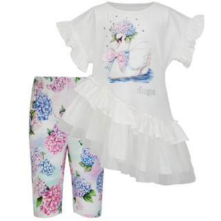 Daga pastel bloom swan top and floral leggings outfit for girls