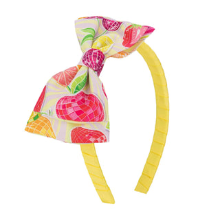 Daga tutti frutti bow headband for girls in pastel yellow