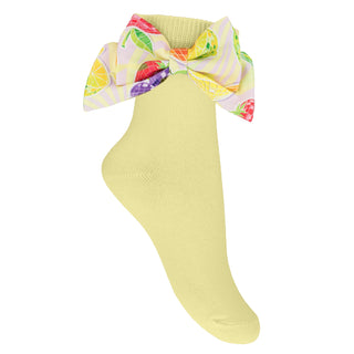 Daga tutti frutti bow socks for girls in pastel yellow