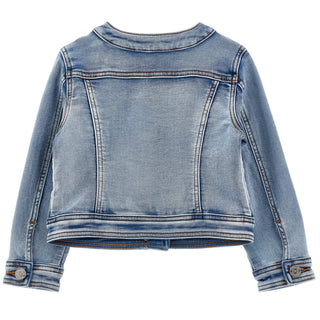 Back view of light blue Monnalisa girls denim jacket