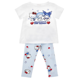 Children's t-shirt and leggings set with Hello Kitty and Friends design on a white background