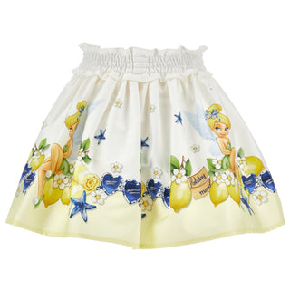 Girls Monnalisa skirt with lemons and Tinker Bell print