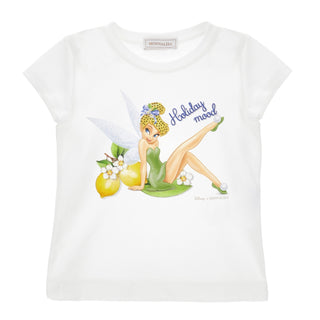 White Tinkerbell printed top from Disney x Monnalisa