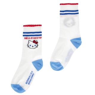 Hello Kitty socks by Monnalisa white and blue with logo