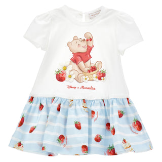 Monnalisa baby girls Winnie the Pooh dress white and blue 