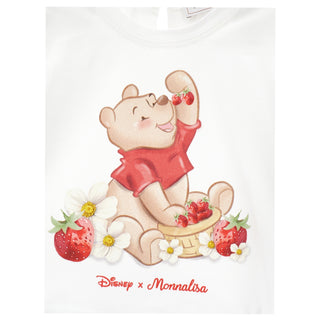 Winnie the Pooh strawberry print detail on a monnalisa baby dress