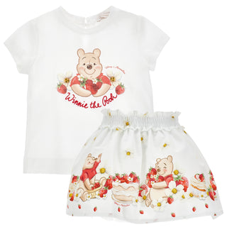 Monnalisa Disney Winnie the Pooh strawberry top and skirt set for girls